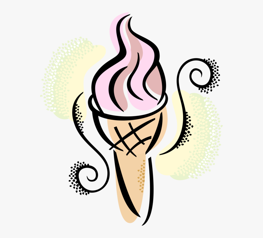 Vector Illustration Of Gelato Ice Cream Cone Food Snack, HD Png Download, Free Download