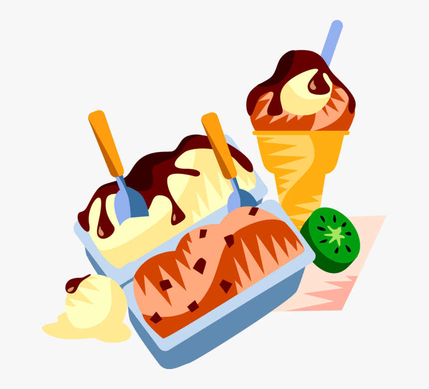 Vector Illustration Of European Italian Cuisine Gelato - Gelato Clipart, HD Png Download, Free Download