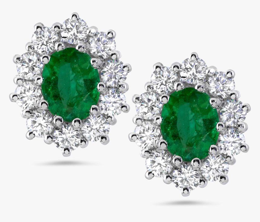 Diamond Earrings In 18k White Gold - Emerald Green Diamond Earring, HD Png Download, Free Download