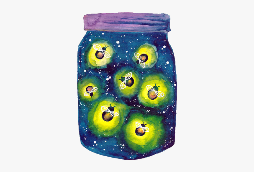 Fireflies, Art, And Paint Image - Fireflies In A Jar Clipart, HD Png Download, Free Download