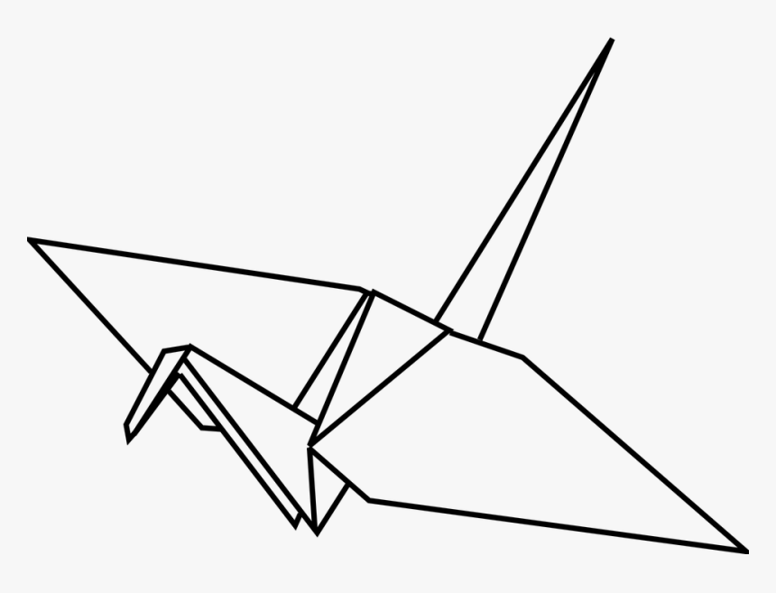 Origami, Folded Paper, Swan, Outline, Crane, Folded - Origami Crane Clip Art, HD Png Download, Free Download