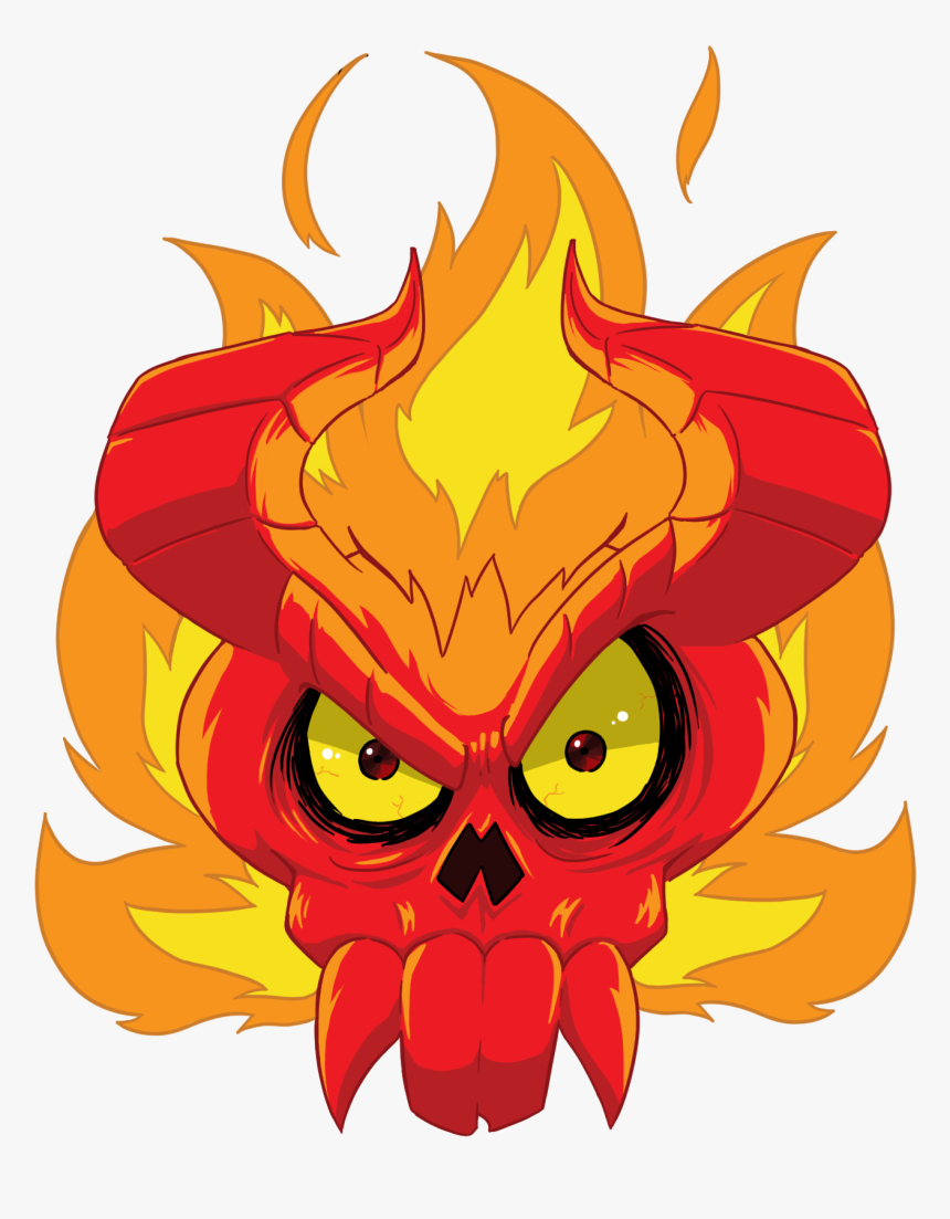 Flaming Skull T-shirt Design At The Customskulls Store - Cartoon, HD Png Download, Free Download
