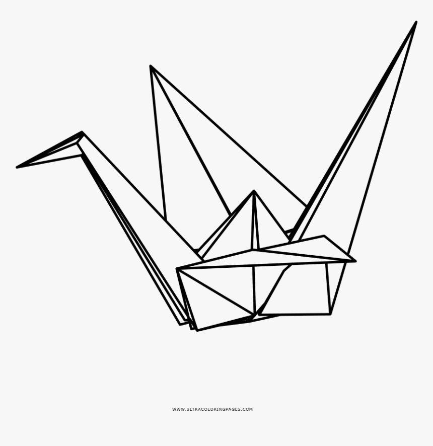 Origami Crane Coloring Page - Line Art, HD Png Download, Free Download