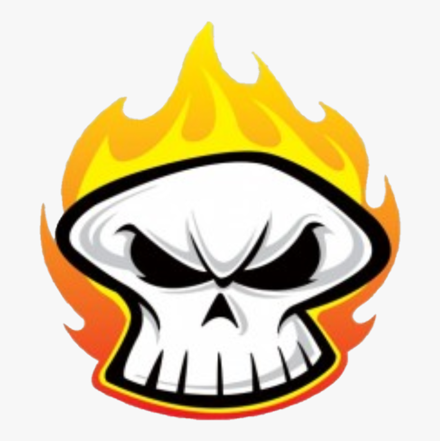 Transparent Flaming Skull Clipart - Cartoon Skull On Fire, HD Png Download, Free Download