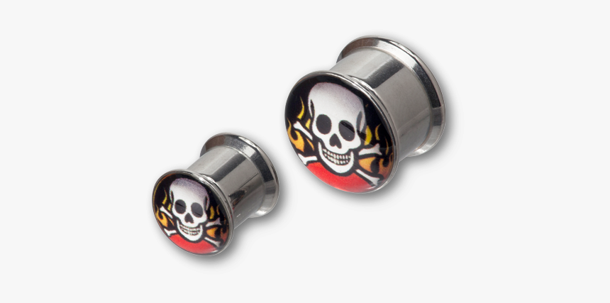 Steel Flaming Skull Picture Box Plug - Skull, HD Png Download, Free Download