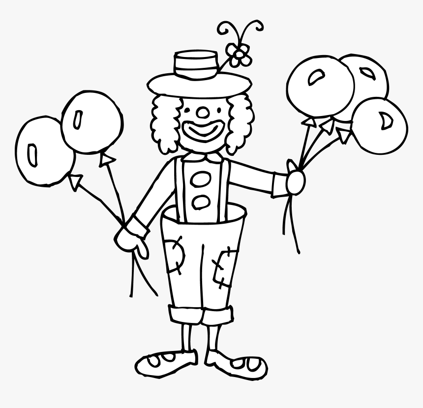 Silly Clown Coloring Page - Clown Black And White Clip Art, HD Png Download, Free Download