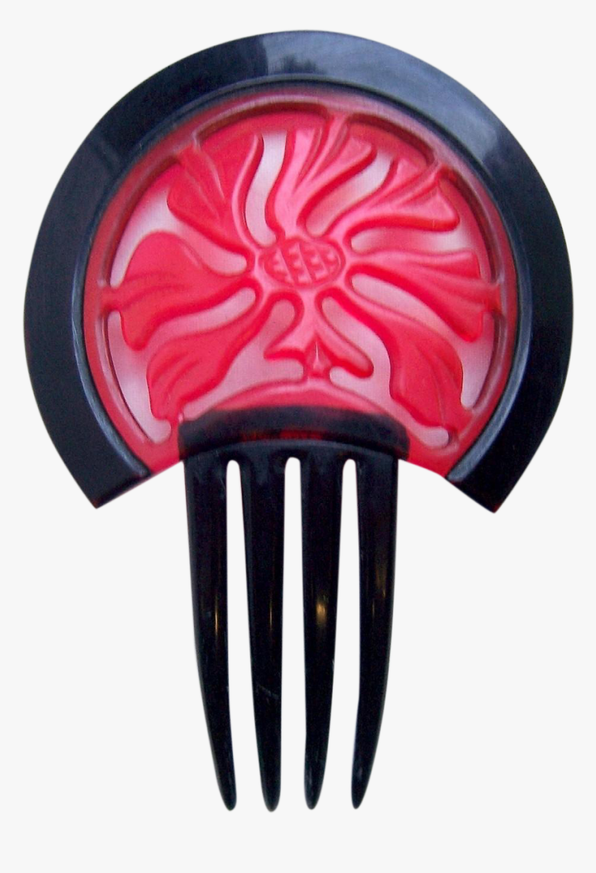 Hot Red Black Hair Comb Art Deco Spanish Hair Accessory - Shield, HD Png Download, Free Download