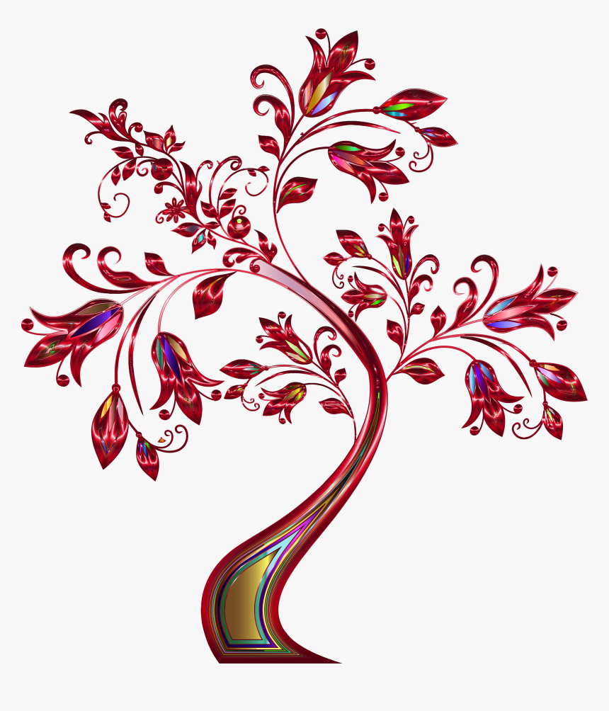 Floral Tree Supplemental 6 No Background Clip Arts - Flower Border Frame Designs, HD Png Download, Free Download