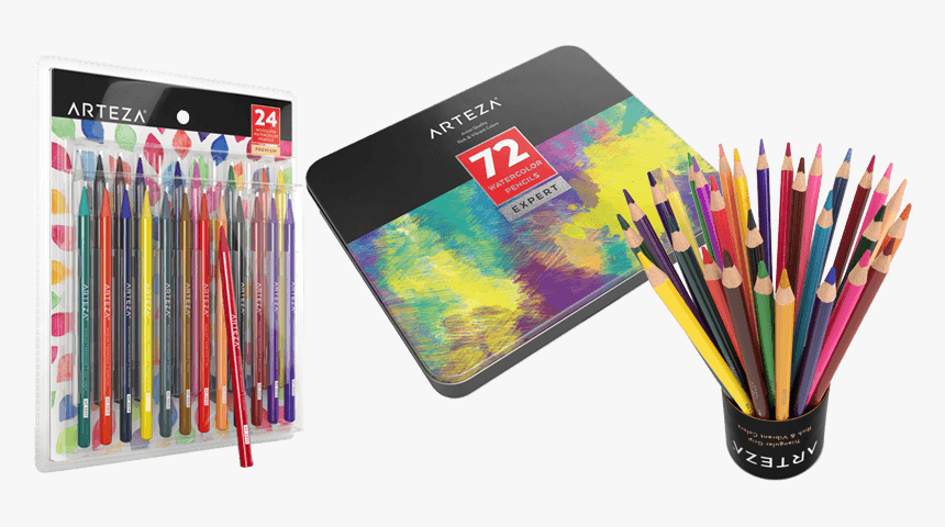 Arteza Watercolor Pencils Review - Water Brush Pens And Water Colour Pencil, HD Png Download, Free Download