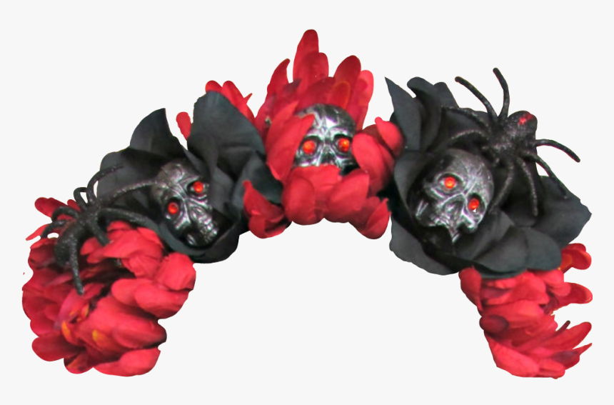 #halloween #flowercrown #sculls #spiders #red#black - Black Flower Crown Transparent, HD Png Download, Free Download