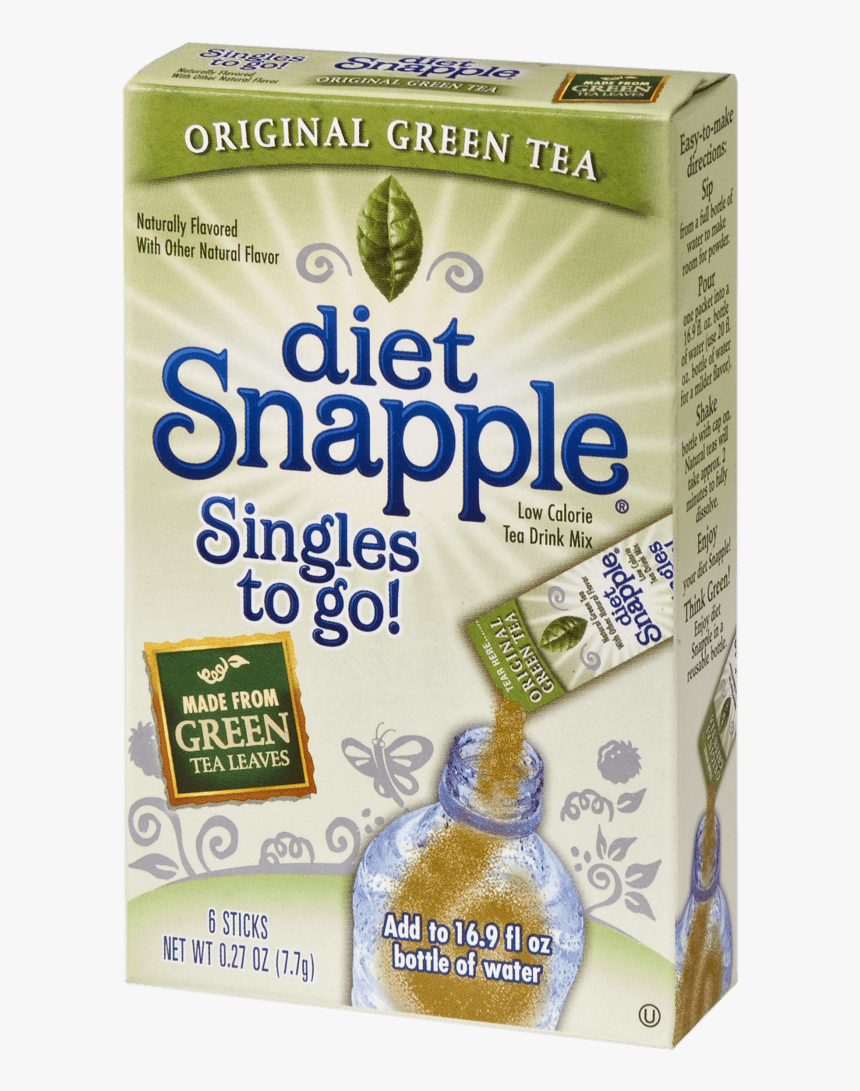 Diet Snapple Original Green Tea Singles To Go - Diet Snapple Singles To Go, HD Png Download, Free Download