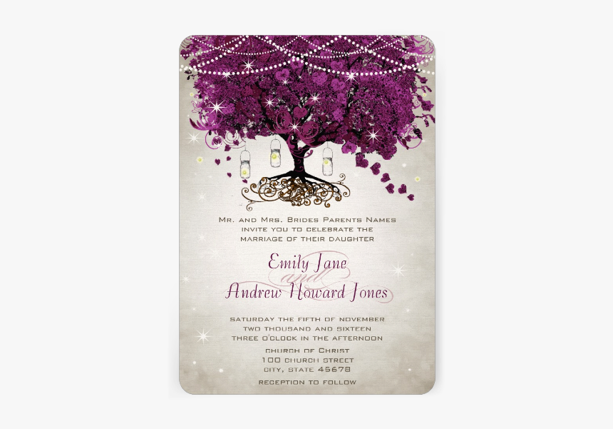 Heartleaf Masonjar - Sangria And Silver Wedding Invitations, HD Png Download, Free Download