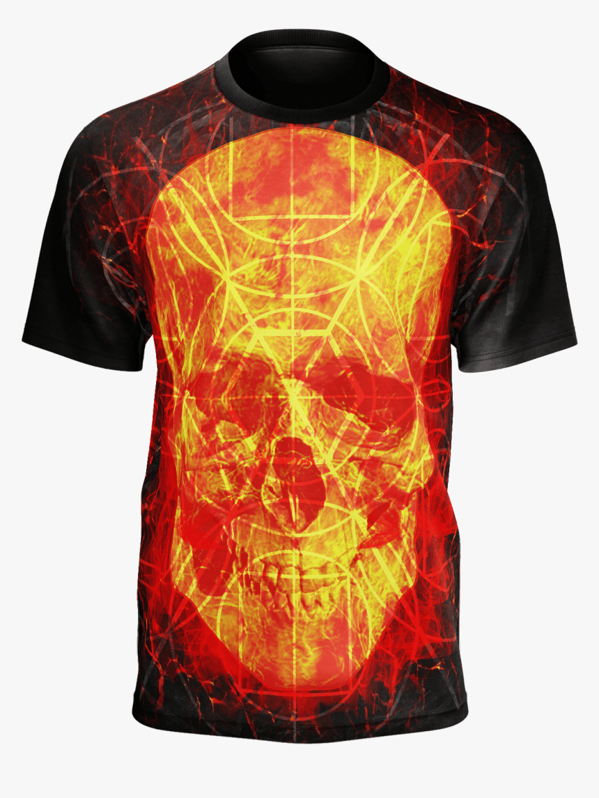 Matrix Fire Skull T Shirt - Active Shirt, HD Png Download, Free Download