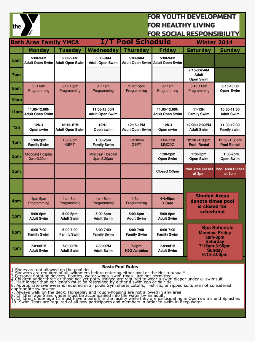 Printable Therapy Opening Schedule Main Image - Ymca, HD Png Download, Free Download
