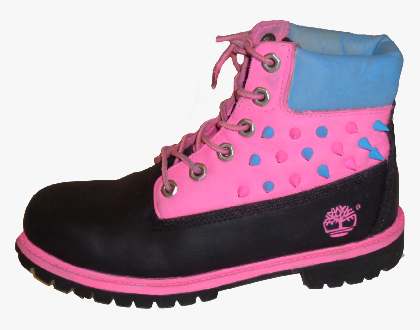 Pink, Black, Blue Spike Suede Timberland Boots - Pink And Black Timberlands, HD Png Download, Free Download