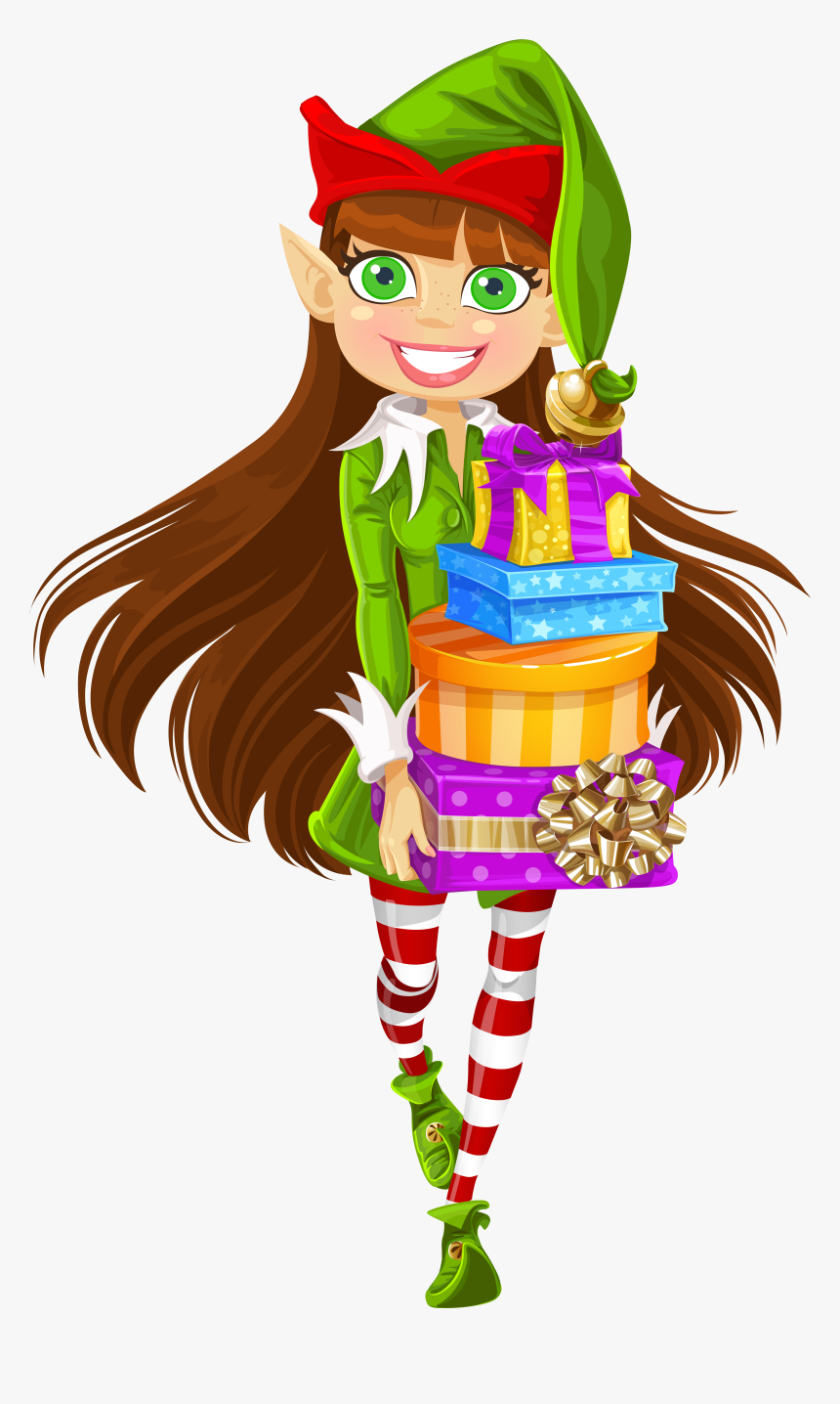 Clip Art Girl Elf Clip Art - Female Christmas Elf Clipart, HD Png Download, Free Download