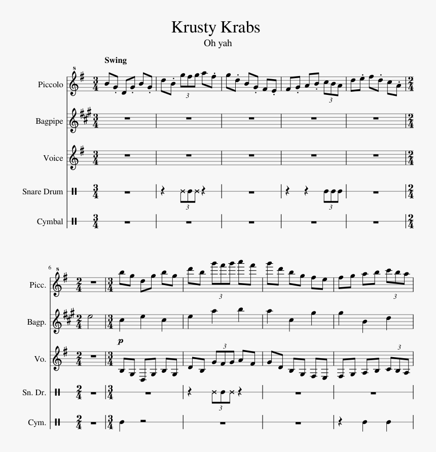 Kristy Krab Saxophone Sheet Music, HD Png Download, Free Download