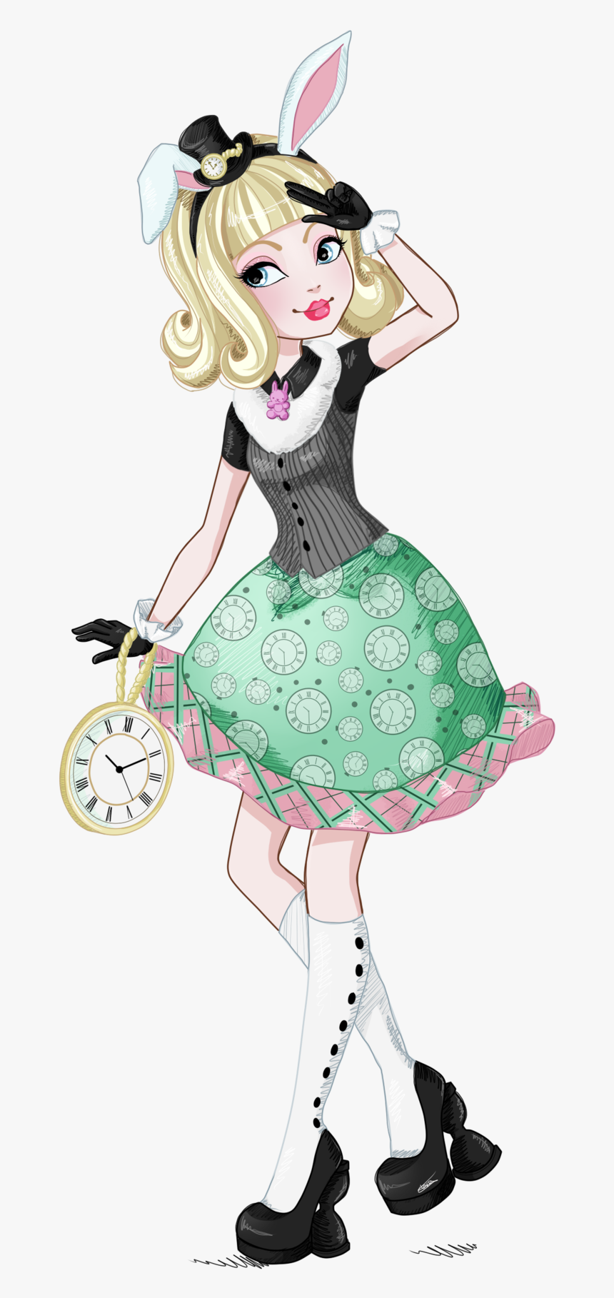 White Rabbit Alice In Wonderland Dress Drawing, HD Png Download, Free Download