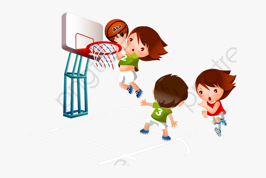 Kids Playing Basketball Clipart, HD Png Download, Free Download