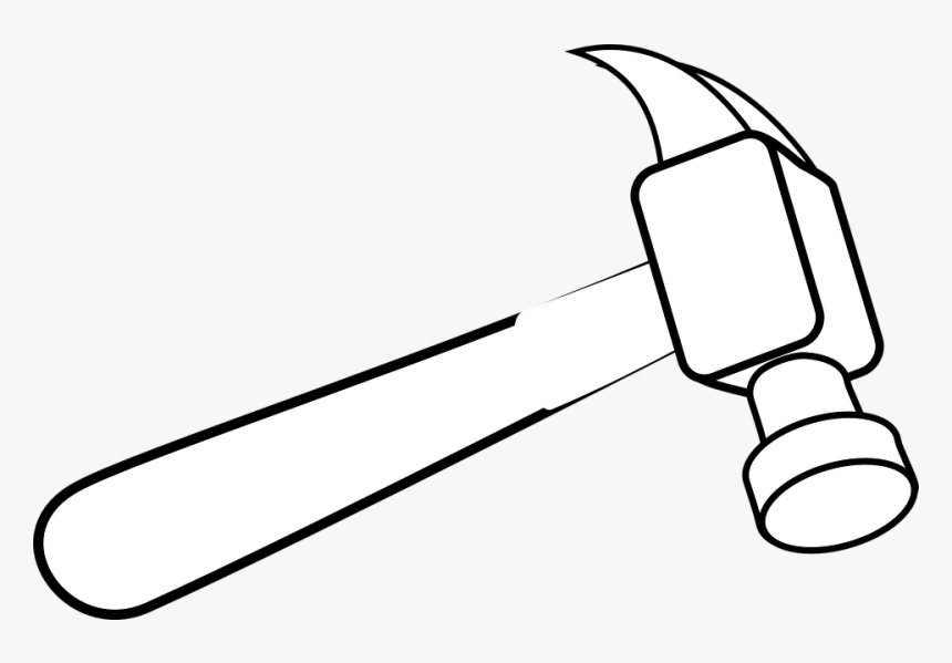 Hammer, Tool, Hardware, Black, White, Outline, Handyman - White Hammer Clip Art, HD Png Download, Free Download