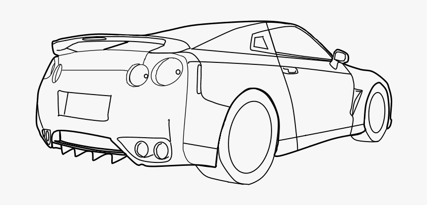 Nissan Gtr Drawing Outline, HD Png Download, Free Download