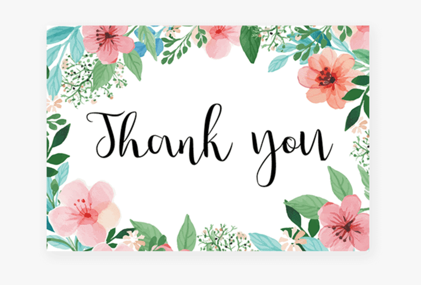 Clip Art Note Cards Infant Bridal - Thank You Card Floral, HD Png Download, Free Download