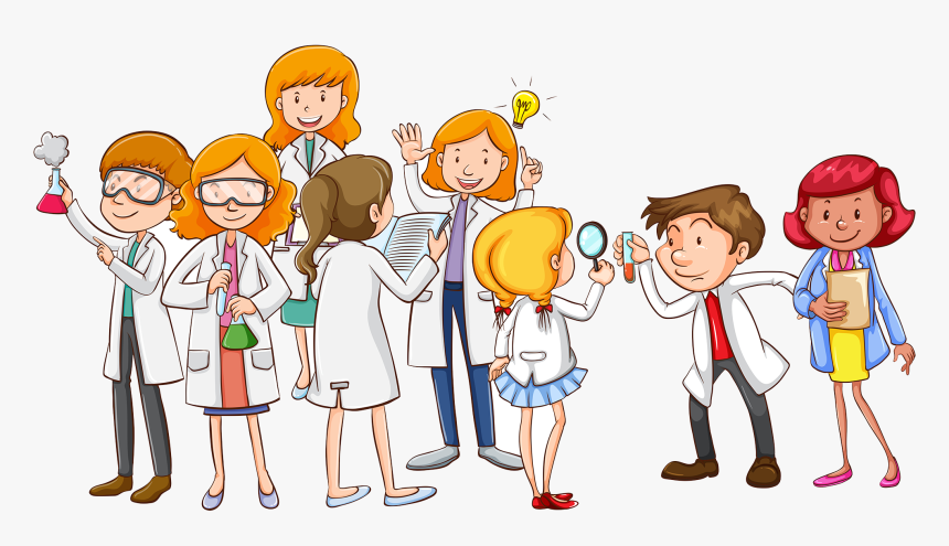 Scientist Science Illustration - Group Of Scientists Drawing, HD Png Download, Free Download