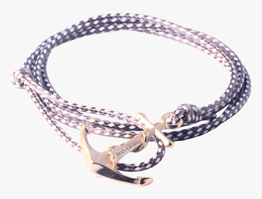 Gold Anchor Tan Nylon Rope - Bracelet, HD Png Download, Free Download