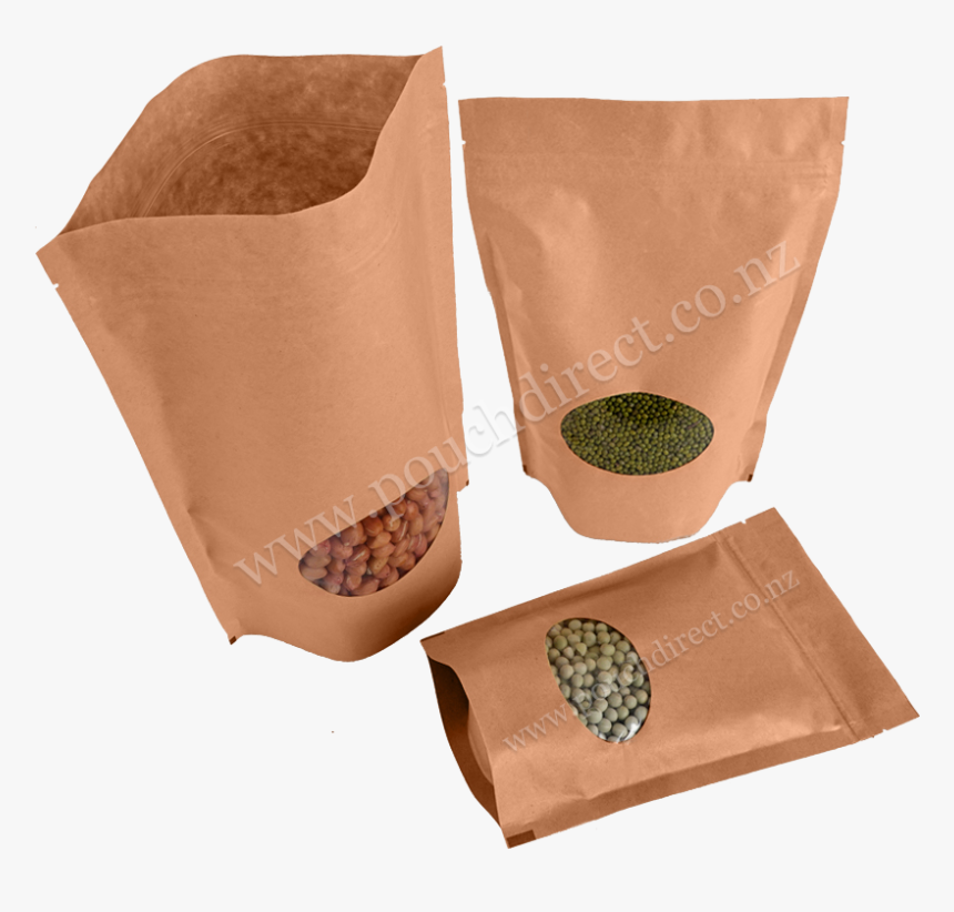 Kraft Brown Paper Bag Oval Window - Coffee Bags With Window Packaging Australia, HD Png Download, Free Download