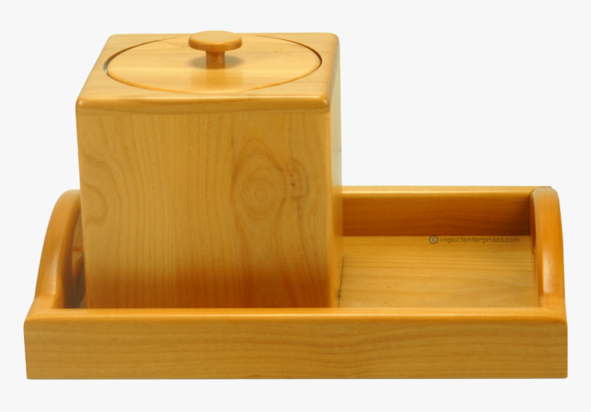 Solid Cherry Wood Ice Bucket With Matching Tray - Plywood, HD Png Download, Free Download