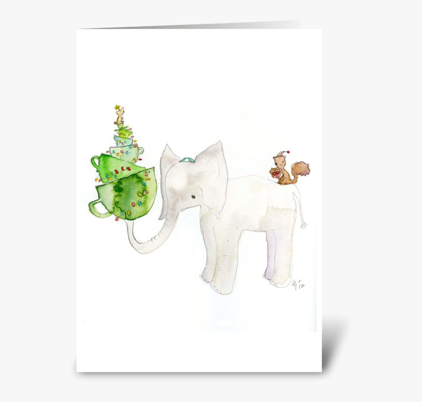 White Elephant Holiday Card Greeting Card - Indian Elephant, HD Png Download, Free Download