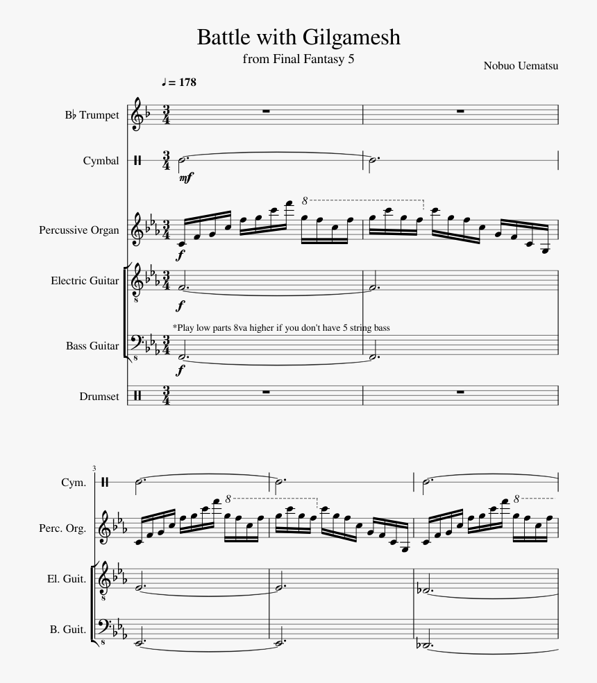 Final Fantasy 5 Battle Sheet Music, HD Png Download, Free Download