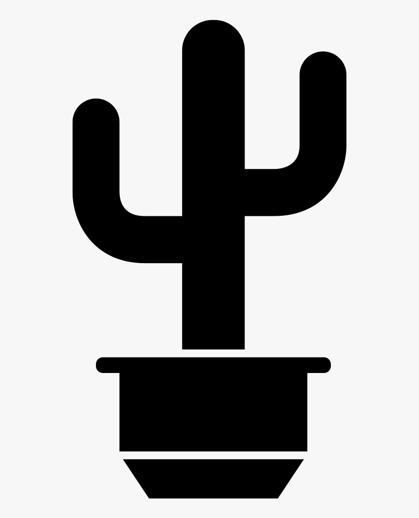 Yard Pot With Saguaro Cactus - Cactus In A Pot Silhouette, HD Png Download, Free Download