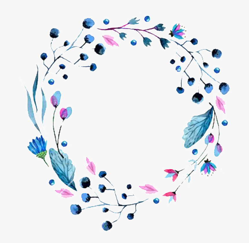 Temperament Literary Blue Feather Hand-painted Garland - Watercolor Flower Frame No Background, HD Png Download, Free Download