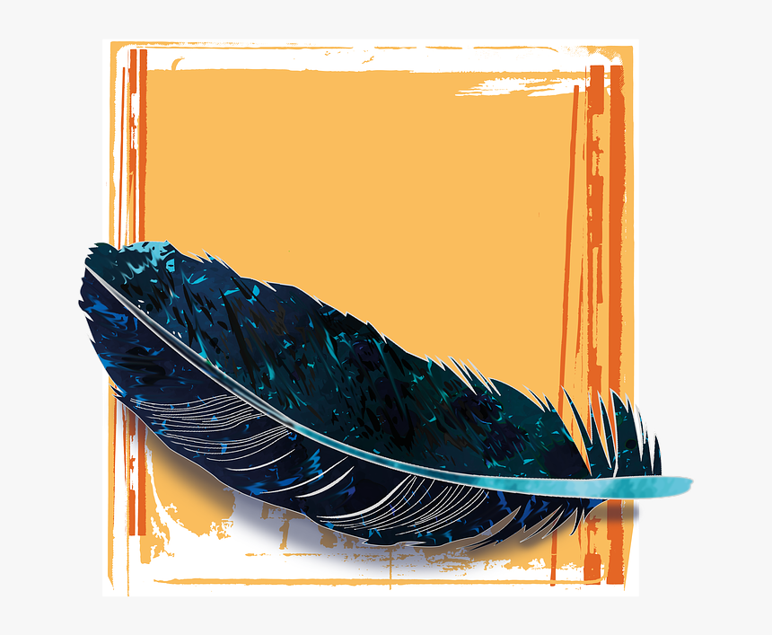 Feather, Blue, Black, Marbled, Fund, Orange - Surfing, HD Png Download, Free Download