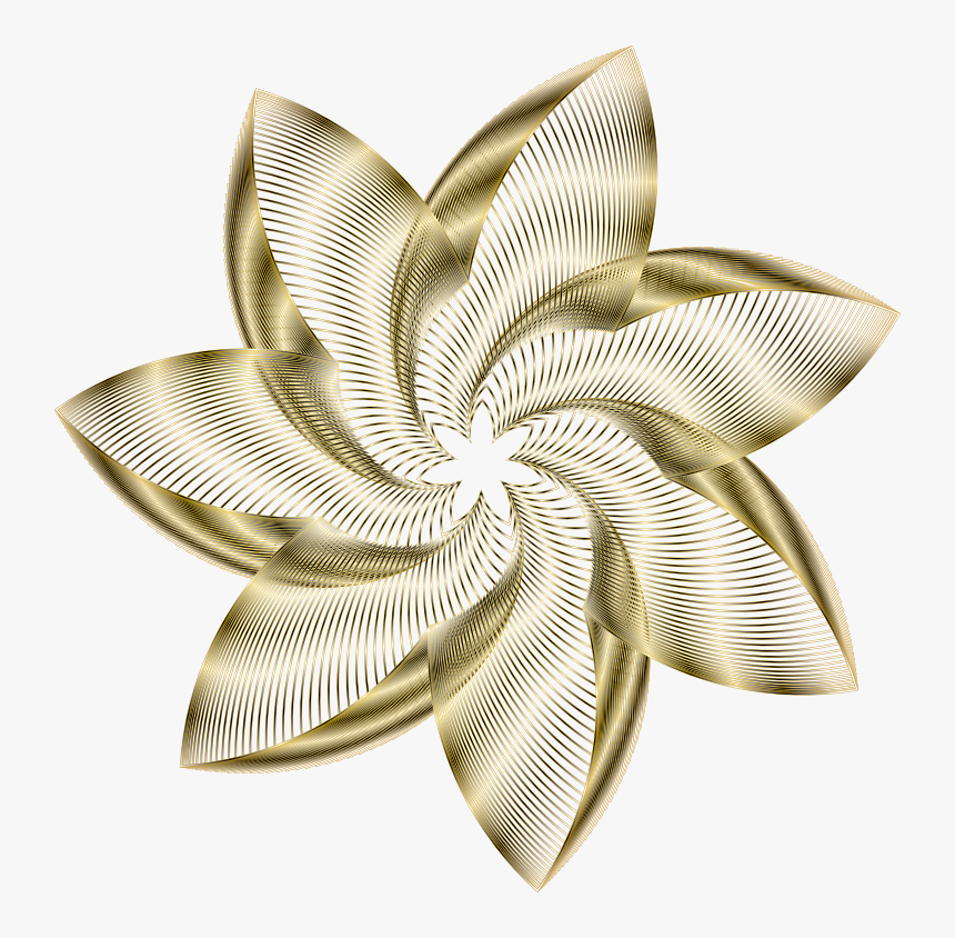 Prismatic Flower Line Art 10 No Background - Golden Line Design Png, Transparent Png, Free Download