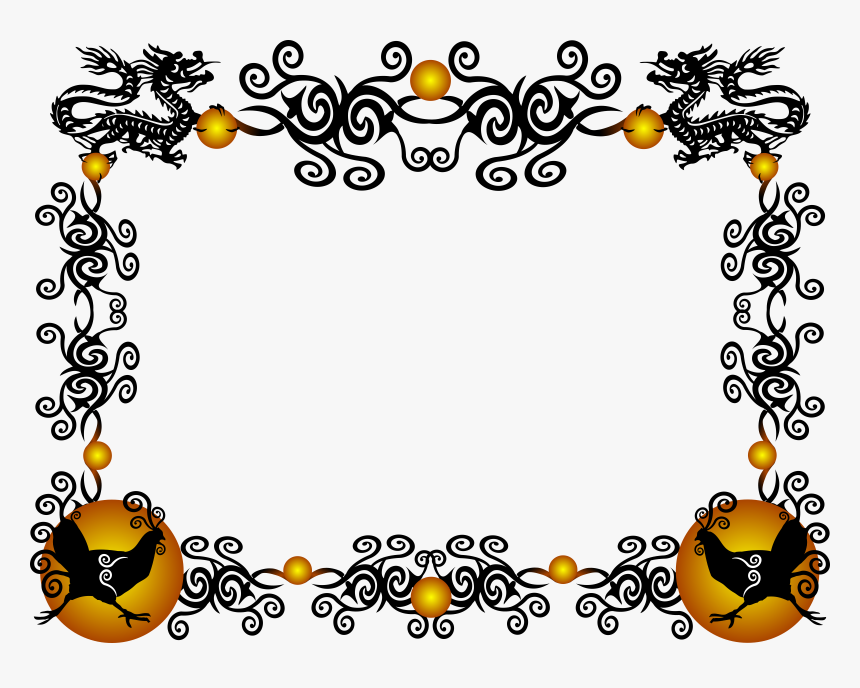 Art,symmetry,text - Chinese Dragon Border Png, Transparent Png, Free Download