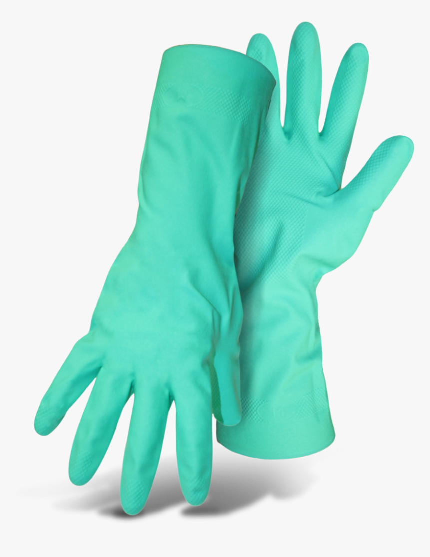 Green Rubber Work Gloves, Unlined, Diamond Grip - Gloves Green Nitrile 15 Mil Flocklined, HD Png Download, Free Download