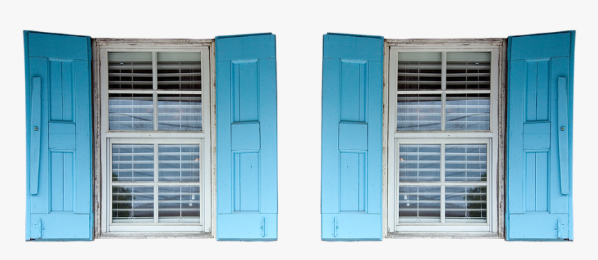 Shutters, Window, Blue, Curtains, Seedlings, Old - Window With Shutters Png, Transparent Png, Free Download
