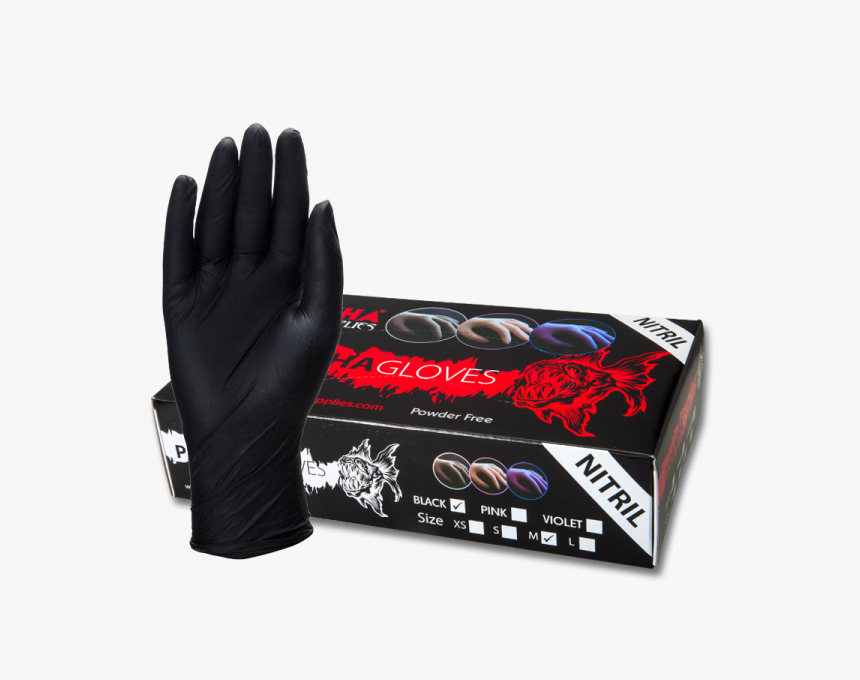 Piranha Black Nitrile Gloves"
title="piranha Black - Leather, HD Png Download, Free Download