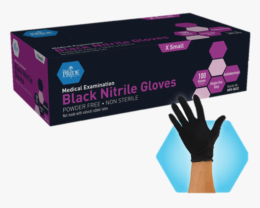 Medline Black Nitrile Gloves - Med Pride Nitrile Gloves Medium, HD Png Download, Free Download