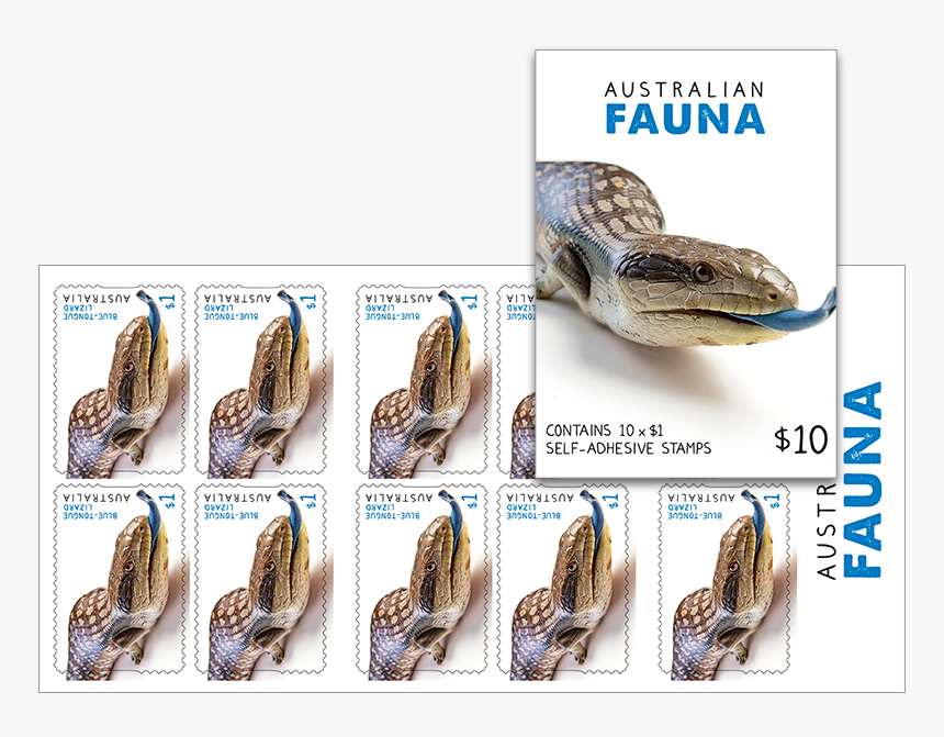 Booklet Of 10 Australian Fauna $1 Blue-tongue Lizard - Burmese Python, HD Png Download, Free Download