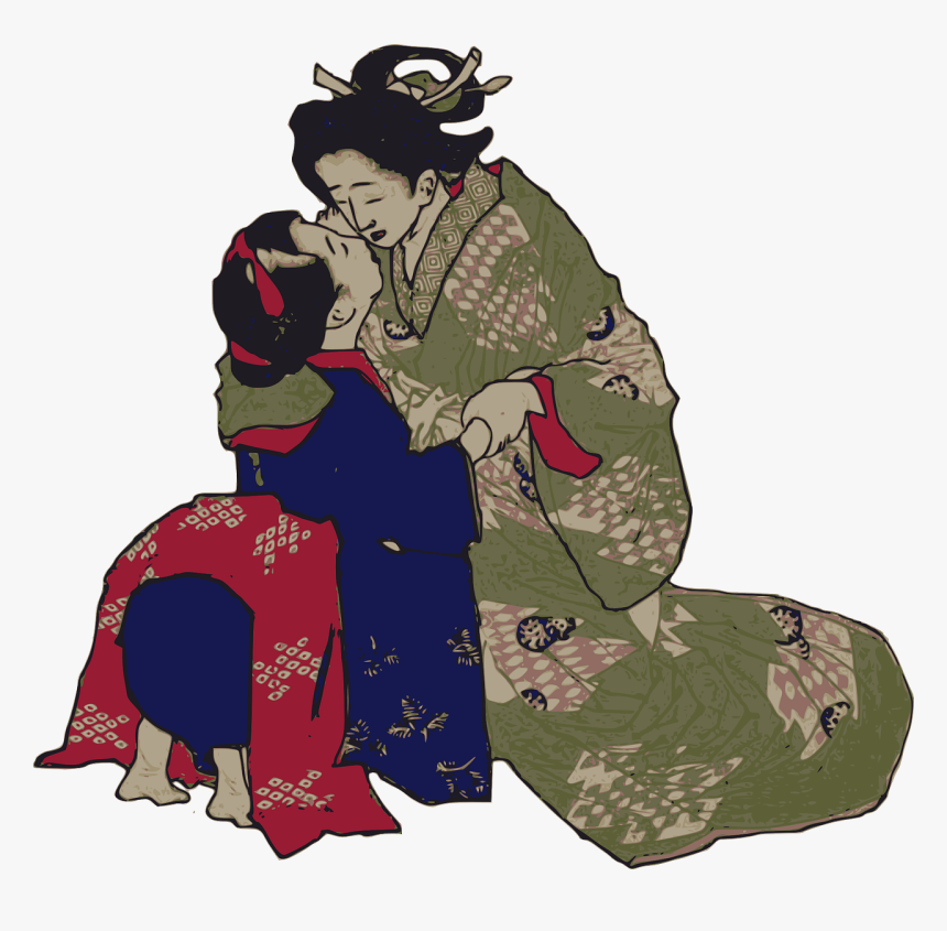 Kissing Geisha - Geisha Kissing, HD Png Download, Free Download