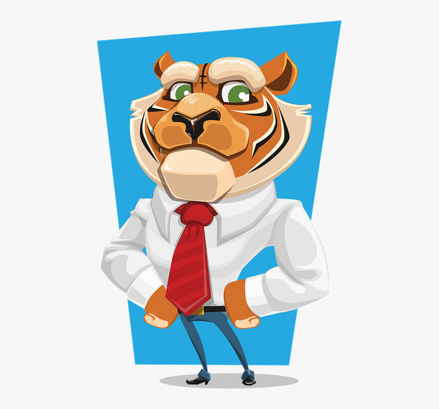 Tiger, Business, Animal, Suit, Official, Company - Tiger In A Suit Cartoon, HD Png Download, Free Download