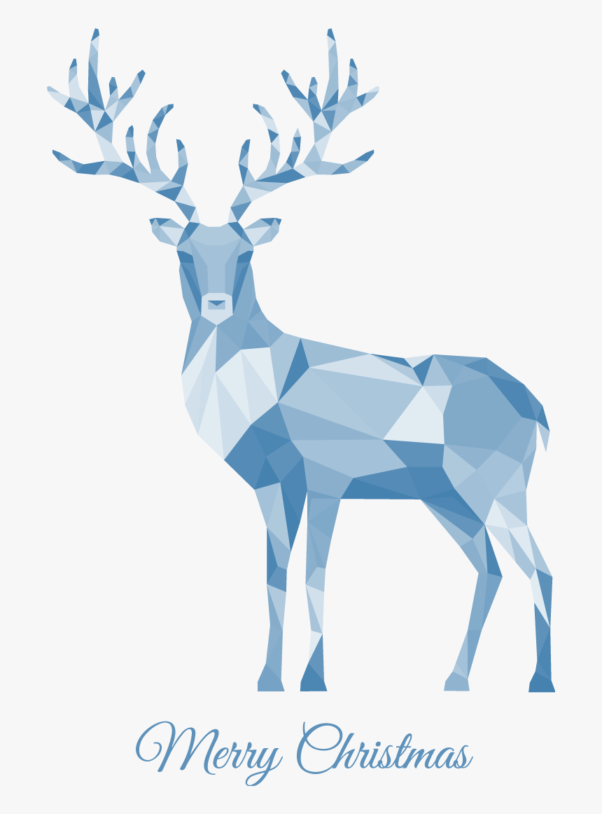 Christmas Deer - Vector Blue Reindeer, HD Png Download, Free Download