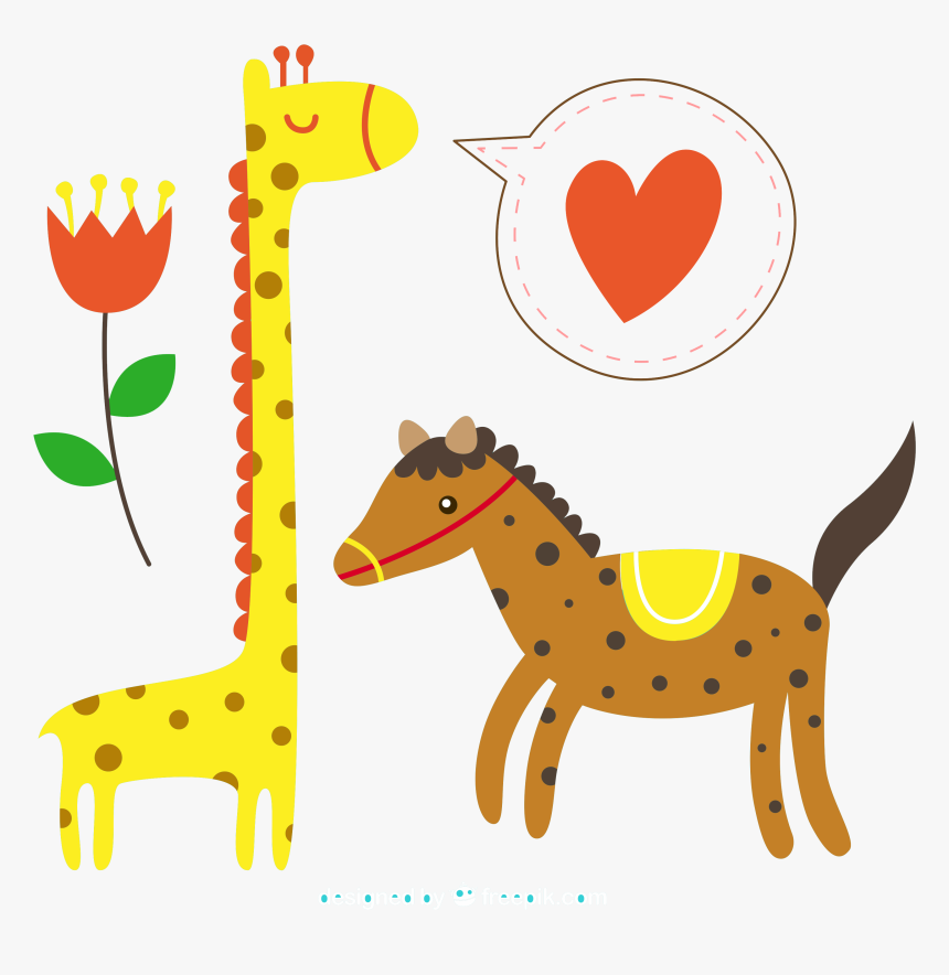 Giraffe Horse Clip Art - Jirafa Con Un Caballo, HD Png Download, Free Download