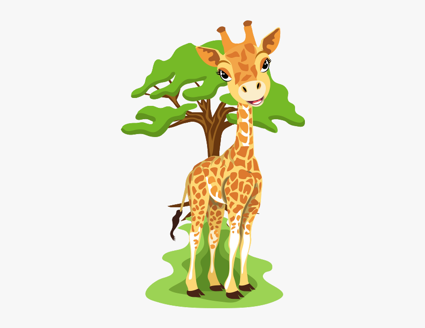 Cartoon Animals Jungle Giraffe, HD Png Download, Free Download