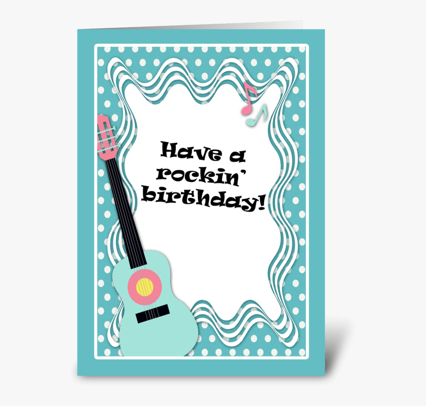 Blue Guitar, Polka Dot Birthday Card Greeting Card - Guitar Birthday Card, HD Png Download, Free Download