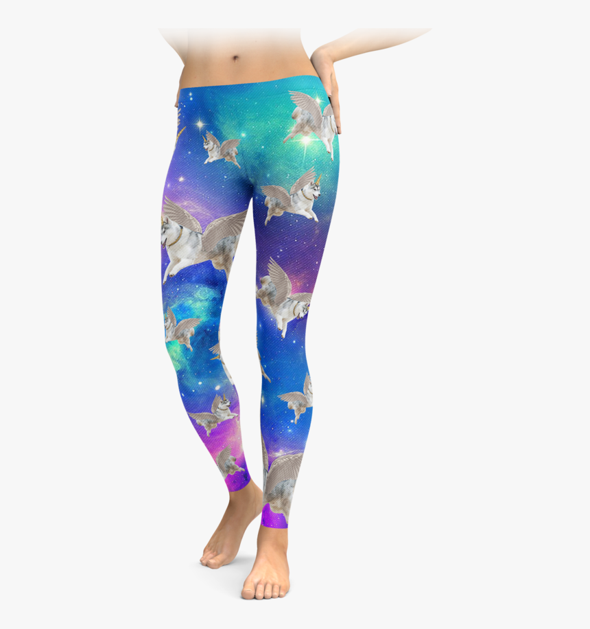 Interstellar Flying Unicorn Husky Leggings - Trousers, HD Png Download, Free Download