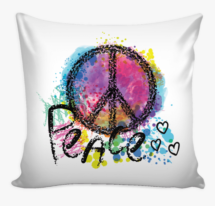 Multicolor Peace Symbol With Hearts Pillow Cover"
 - Features Of Good Morning, HD Png Download, Free Download